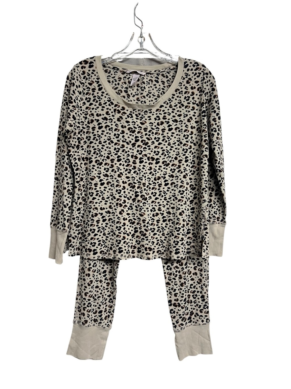 Victoria's Secret Thermal Leopard Print Pajama Set Animal Cozy Comfy Medium